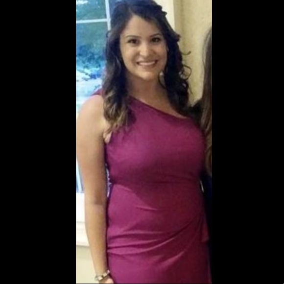 Fuchsia One Shoulder Cocktail Dress - Picture 3 of 3